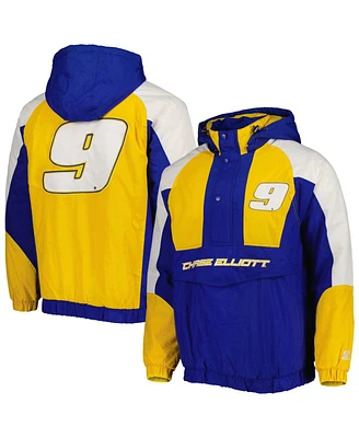 Men's Starter Royal, Yellow Chase Elliott The Body Check Half-Snap Pullover Jacket
