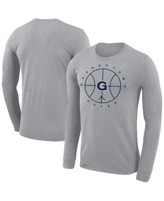 Men's Jordan Heathered Gray Georgetown Hoyas Basketball Icon Legend Performance Long Sleeve T-shirt