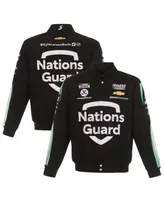 Men's Jh Design Black Kyle Larson Nations Guard Twill Uniform Full-Snap Jacket