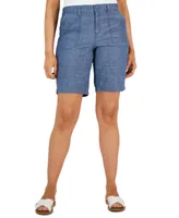 Karen Scott Women's Mid Rise Chambray Shorts, Created for Macy's