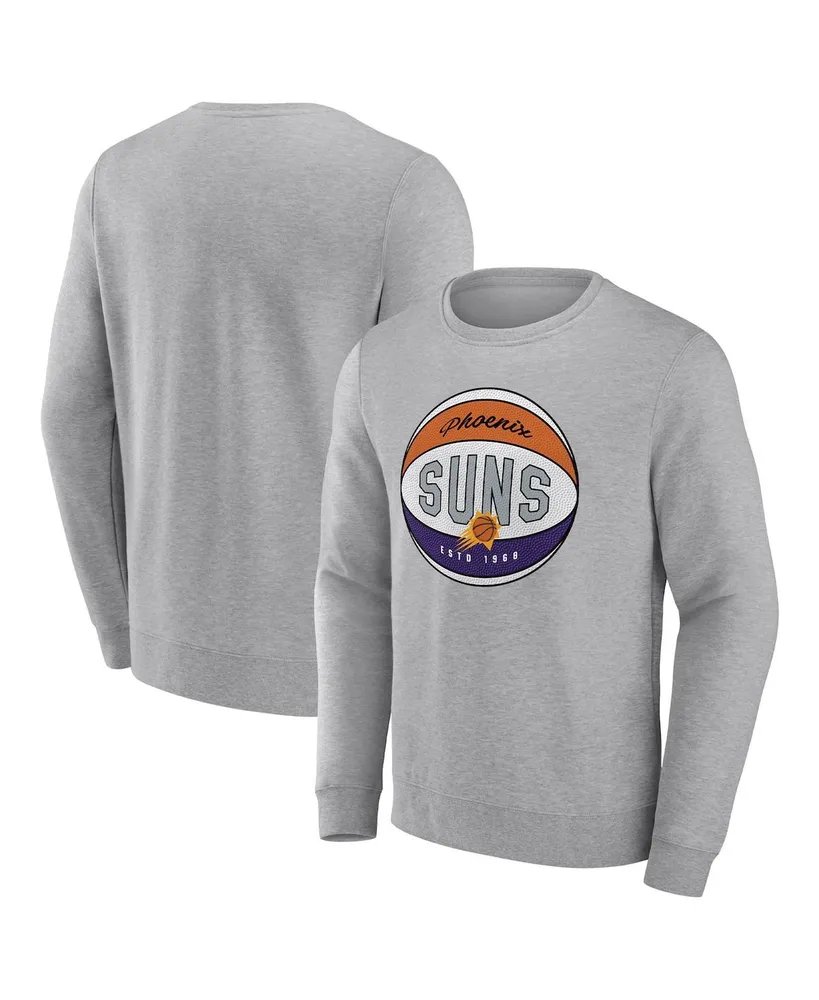 Men's Fanatics Heathered Gray Phoenix Suns True Classics Vint Pullover Sweatshirt