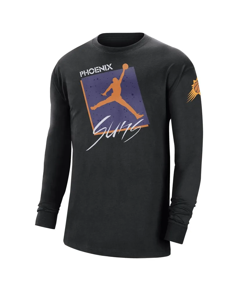 Men's Jordan Black Phoenix Suns Courtside Max 90 Vintage-Like Wash Statement Edition Long Sleeve T-shirt