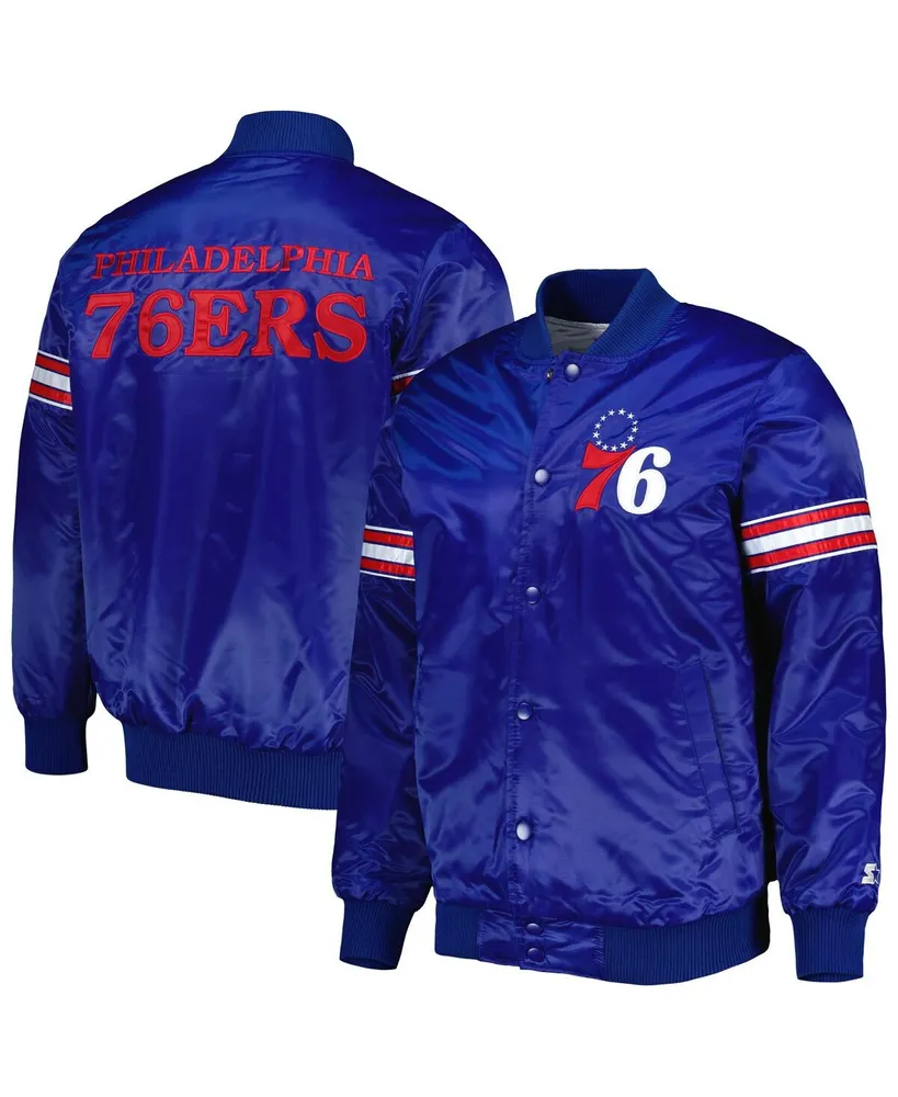 Men's Starter Royal Philadelphia 76ers Pick and Roll Satin Full-Snap Varsity Jacket