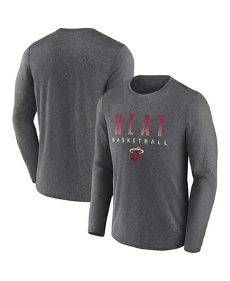Men's Fanatics Heathered Charcoal Miami Heat Where Legends Play Iconic Practice Long Sleeve T-shirt