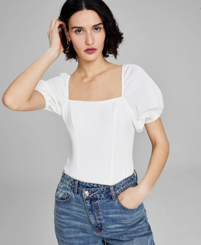 And Now This Women's Square-Neck Puff-Sleeve Bodysuit