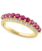 Lali Jewels Ruby (7/8 ct. t.w.) & Diamond (1/5 ct. t.w.) Double Row Ring in 14k Gold