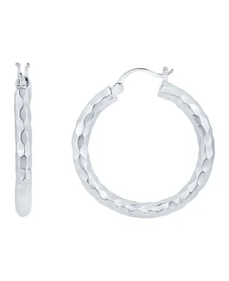 And Now This Fine Silver-Plated Hammered Texture Hoop Earring