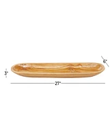 Rosemary Lane Teak Wood Handmade Live Edge Tray, 27" x 6" x 3"