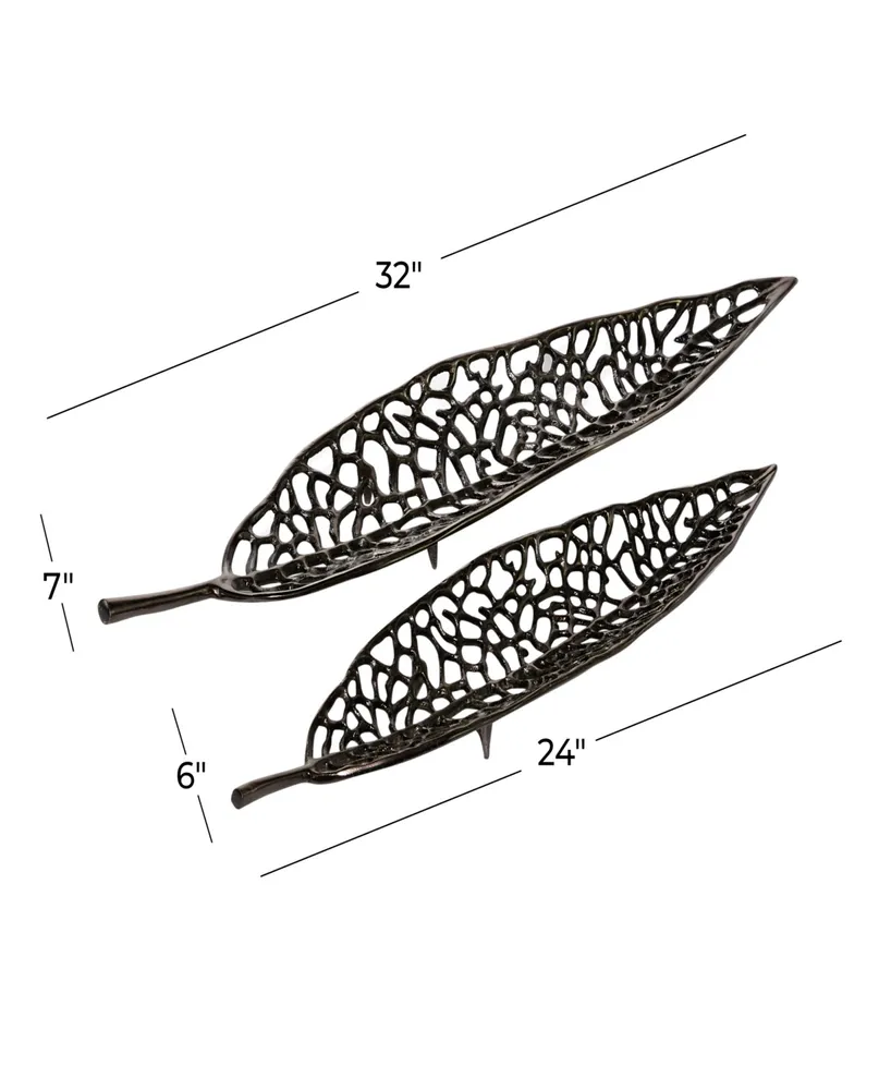 Rosemary Lane Metal Leaf Tray, Set of 2, 31", 24" W