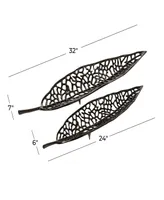 Rosemary Lane Metal Leaf Tray, Set of 2, 31", 24" W