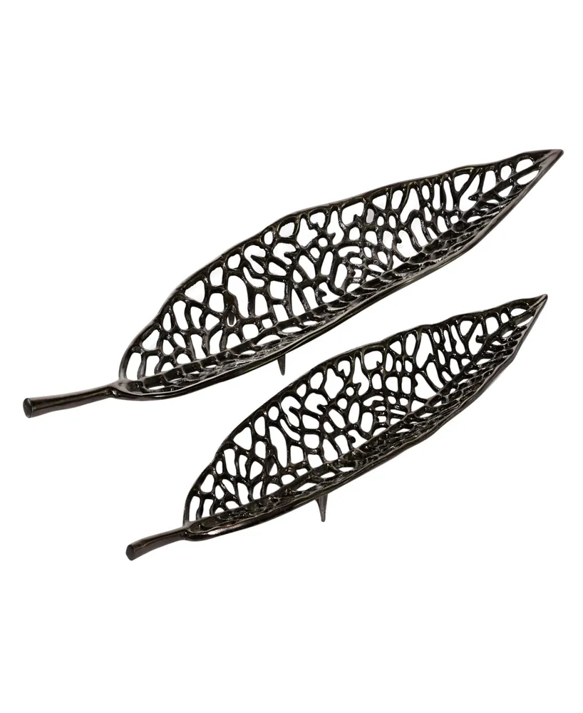 Rosemary Lane Metal Leaf Tray, Set of 2, 31", 24" W