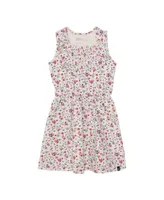 Girl Organic Cotton Printed Sleeveless Smocked Dress Oatmeal Mix Little Flowers - Child