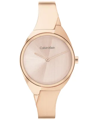 Calvin Klein Women's 2-Hand Carnation Gold-Tone Stainless Steel Bangle Bracelet Watch 30mm