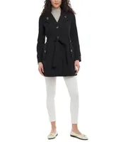 London Fog Women's Single-Breasted Hooded Belted Trench Coat