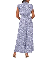 Msk Women's Flutter-Sleeve Smocked-Waist Jumpsuit