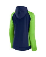 Women's Fanatics College Navy, Neon Green Seattle Seahawks End Around Raglan Full-Zip Hoodie