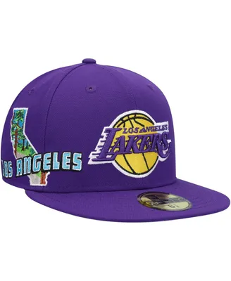Men's New Era Purple Los Angeles Lakers Stateview 59FIFTY Fitted Hat