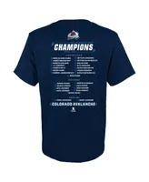 Youth Boys Fanatics Navy Colorado Avalanche 2022 Stanley Cup Champions Roster T-shirt