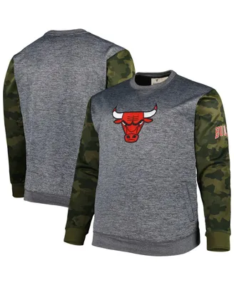 Men's Fanatics Heather Charcoal Chicago Bulls Big and Tall Camo Stitched Sweatshirt