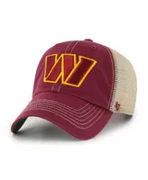 Men's '47 Brand Burgundy, Natural Washington Commanders Trawler Clean Up Trucker Snapback Hat