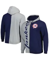 Men's Mitchell & Ness Gray and Navy New York Yankees Fleece Full-Zip Hoodie