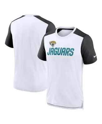 Men's Nike White, Heathered Black Jacksonville Jaguars Color Block Team Name T-shirt