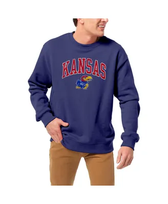 Men's League Collegiate Wear Royal Kansas Jayhawks 1965 Arch Essential Fleece Pullover Sweatshirt