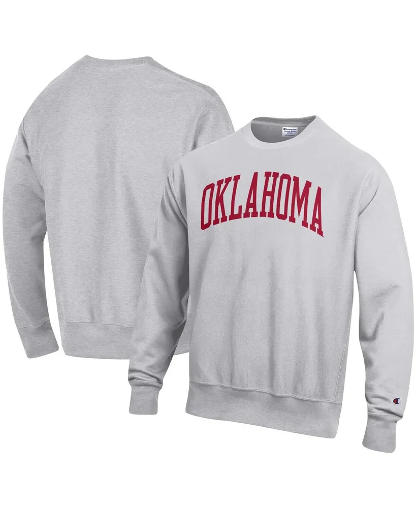 Men's Champion Heathered Gray Oklahoma Sooners Arch Reverse Weave Pullover Sweatshirt