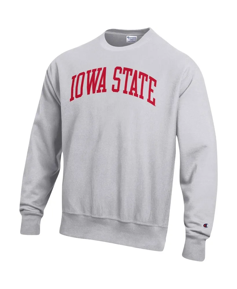 Men's Champion Heathered Gray Iowa State Cyclones Arch Reverse Weave Pullover Sweatshirt