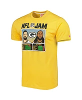 Men's Homage Aaron Rodgers and Aaron Jones Heather Gold Green Bay Packers Nfl Jam Tri-Blend T-shirt