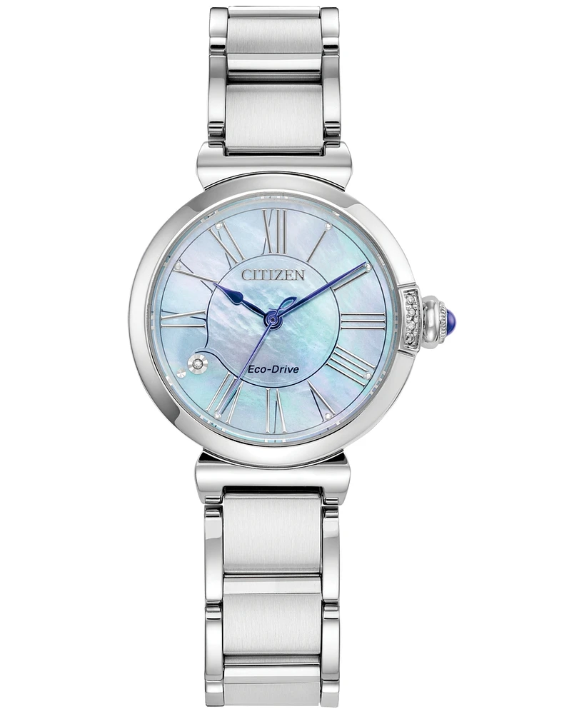 Citizen Eco-Drive Mae Women's Diamond Accent Stainless Steel Bracelet Watch 30mm - Silver