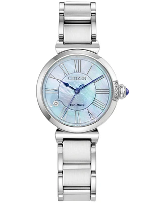 Citizen Eco-Drive Mae Women's Diamond Accent Stainless Steel Bracelet Watch 30mm - Silver