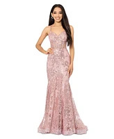 Blondie Nites Juniors' Sequined Corset-Bodice Gown