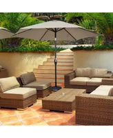 Costway 10Ft Outdoor Market Patio Table Umbrella Push Button Tilt Crank Lift