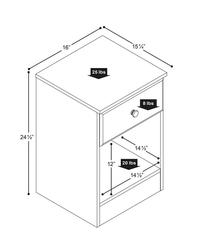 Prepac Astrid Tall 1-Drawer Nightstand