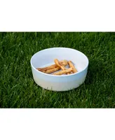 Waggo Textured Dipper Ceramic Dog Bowl - White