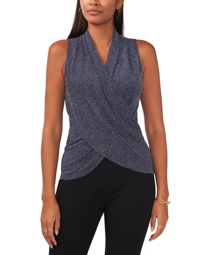 Msk Women's Sleeveless Crossover-Front Glitter Top