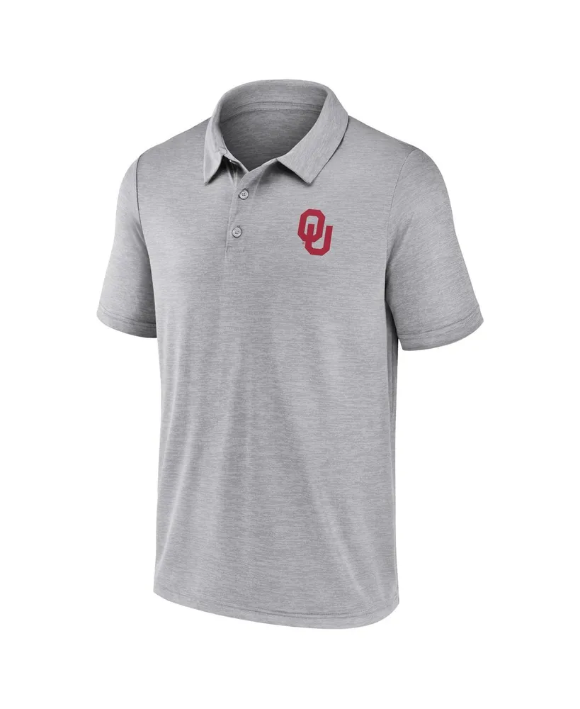 Men's Fanatics Gray Oklahoma Sooners Striated Primary Logo Polo Shirt