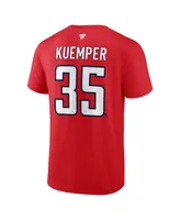 Men's Fanatics Darcy Kuemper Red Washington Capitals Authentic Stack Name and Number T-shirt