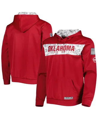 Men's Colosseum Crimson Oklahoma Sooners Oht Military-Inspired Appreciation Team Color Pullover Hoodie