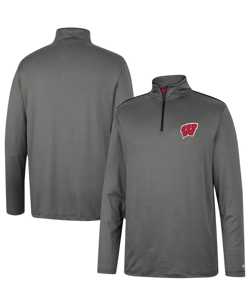 Men's Colosseum Charcoal Wisconsin Badgers Logo Quarter-Zip Windshirt