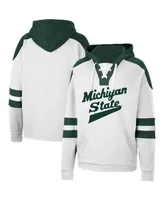 Men's Colosseum White Michigan State Spartans Lace-Up 4.0 Pullover Hoodie