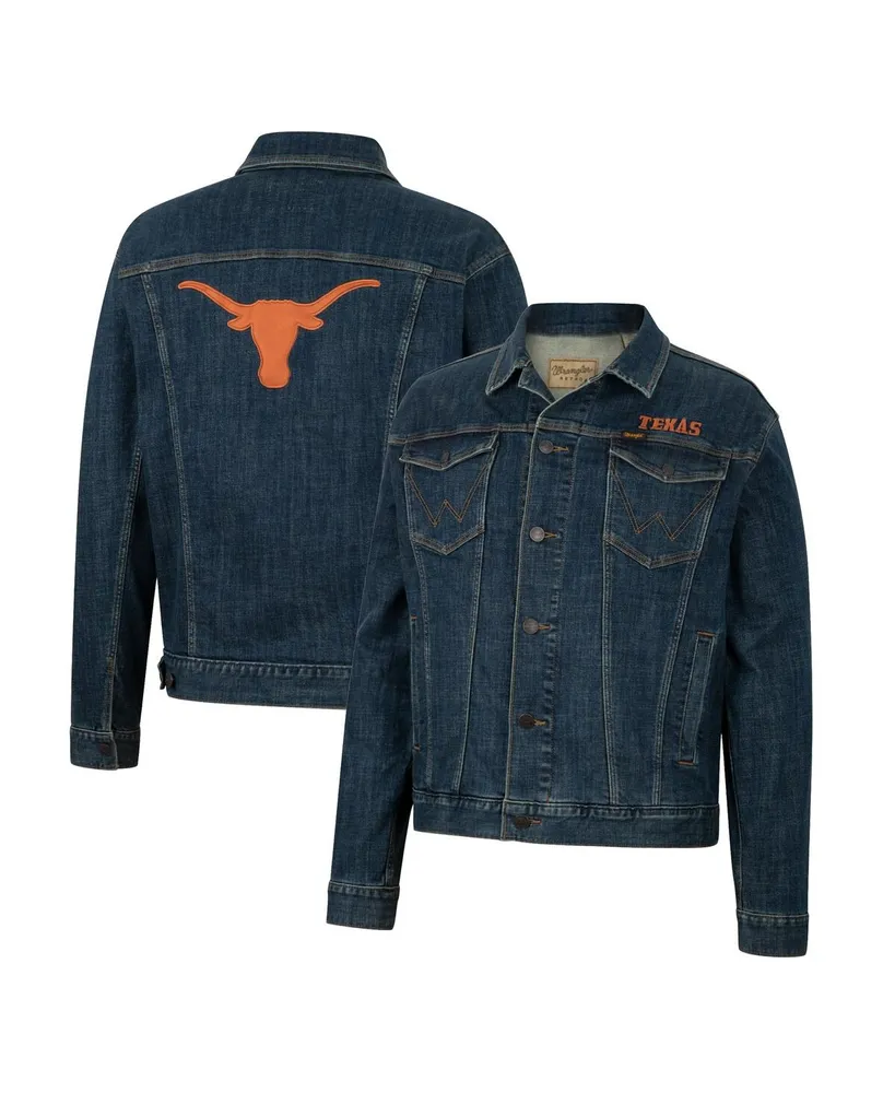 Men's Colosseum x Wrangler Navy Texas Longhorns Retro Button-Up Denim Jacket