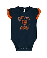 Newborn and Infant Boys Girls Navy, Orange Chicago Bears Too Much Love Two-Piece Bodysuit Set