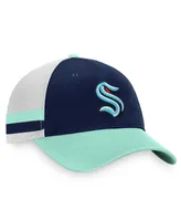 Men's Fanatics Deep Sea Blue, Light Blue Seattle Kraken Breakaway Striped Trucker Snapback Hat