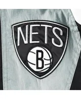 Men's Starter Black Brooklyn Nets Body Check Raglan Hoodie Half-Zip Jacket