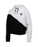 Women's Dkny Sport White and Black New Orleans Saints Bobbi Color Blocked Pullover Hoodie