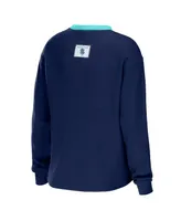 Women's Wear by Erin Andrews Deep Sea Blue Seattle Kraken Waffle Henley Long Sleeve T-shirt