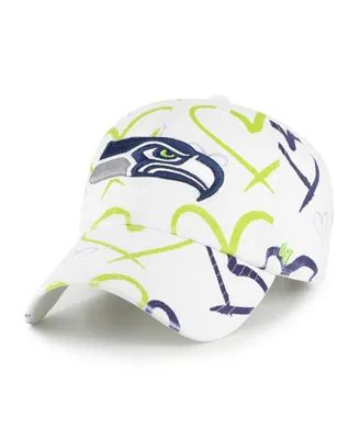 Big Girls '47 Brand White Seattle Seahawks Adore Clean Up Adjustable Hat