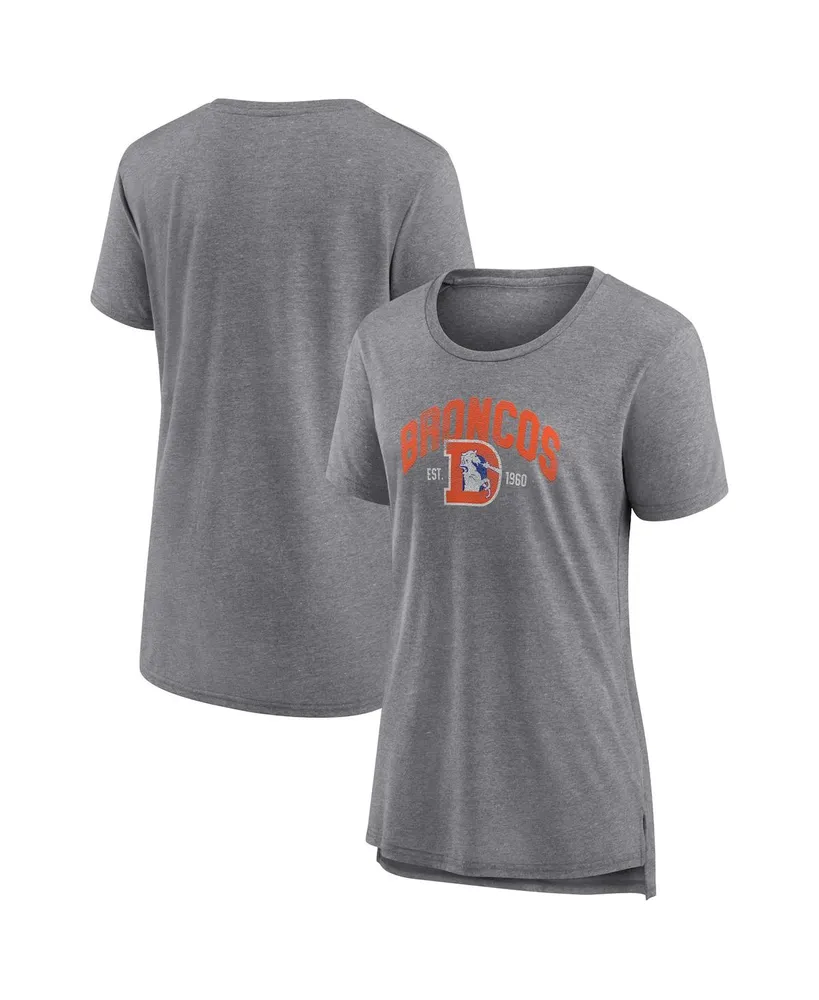 Women's Fanatics Heather Gray Denver Broncos Drop Back Modern Tri-Blend T-shirt